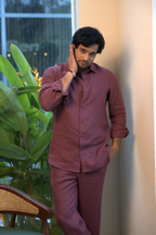 Linen Burgundy Coastal Muse Shirt By Hilo Design | Grocsy