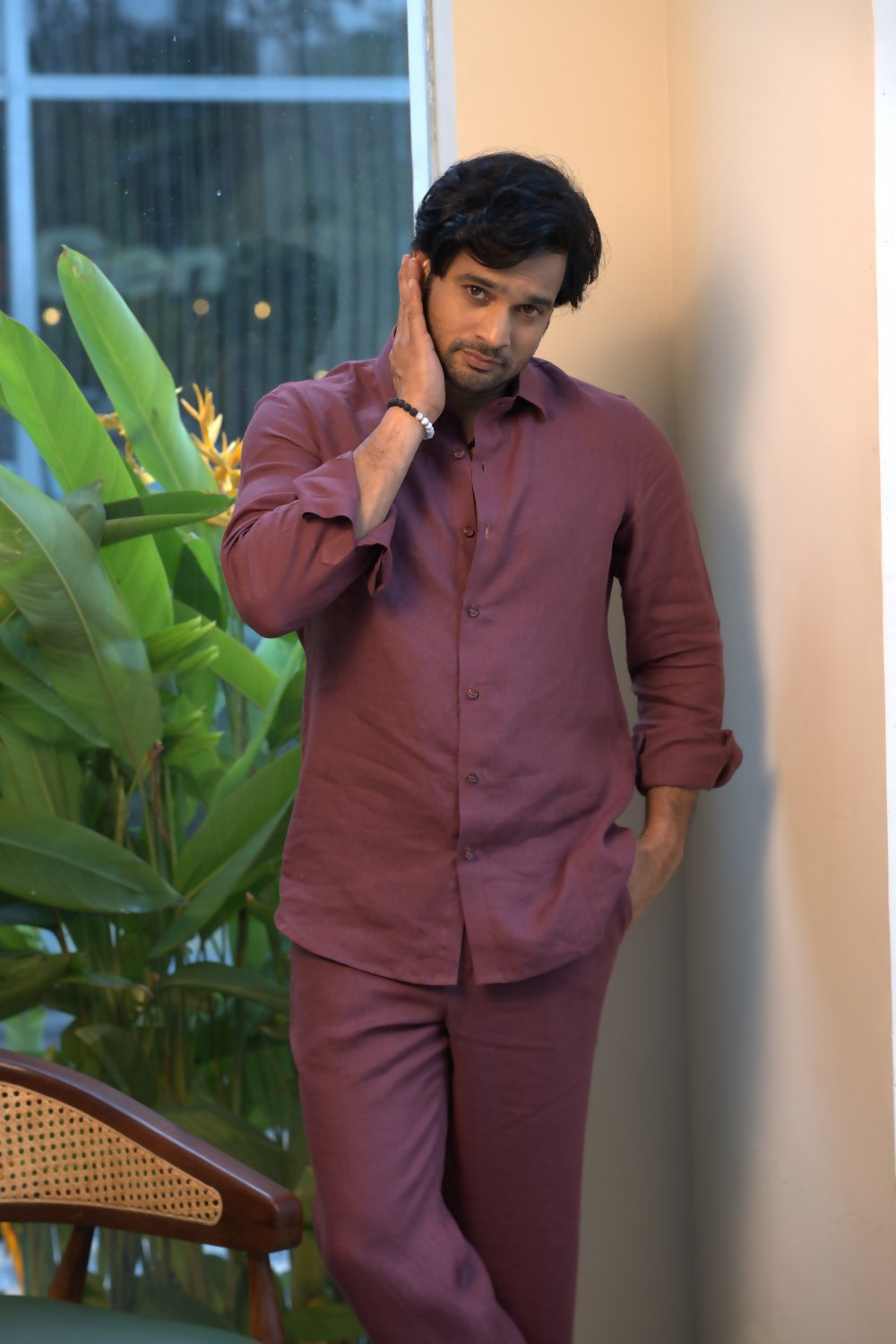 Linen Burgundy Coastal Muse Shirt By Hilo Design | Grocsy