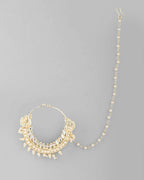 VOJ Gold-Polished With Pearl Indian Nose Pin | Grocsy