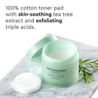 The Face Shop Tea Tree Toner Pads For Acne & Oily Skin With AHA, Ip BHA, PHA & Hyaluronic Acid | Grocsy