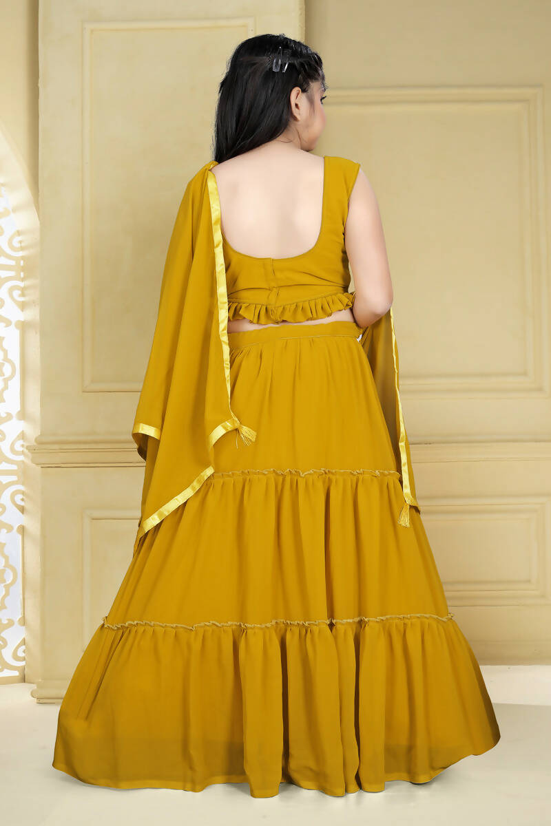 Wedding Designer Yellow Georgette Kidswear Lehenga - Aaradhna | Grocsy