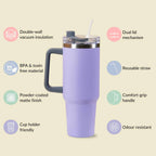 Nestasia Tumbler with Handle Straw & Lid - 1.2L (Purple) | Grocsy