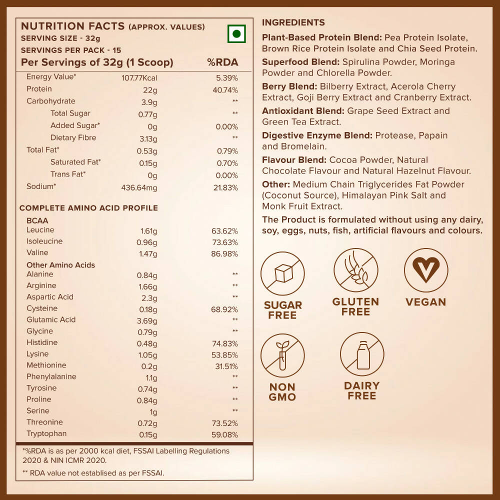 Wellbeing Nutrition Superfood Plant Protein-Dark Chocolate Hazelnut | Grocsy