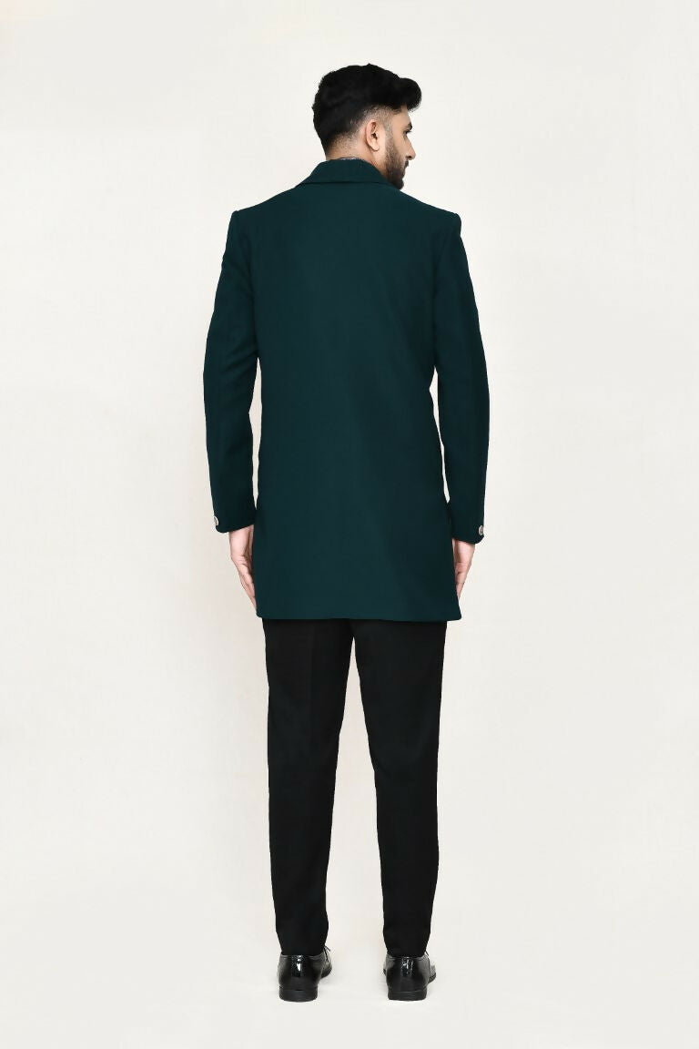 Joban Fashion Green Colored Imported Polyester Fabric Open Prince Coat, Jacket With Pant | Grocsy