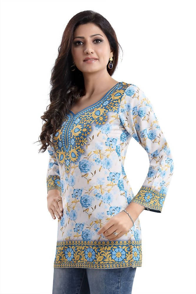 Snehal Creations Best Stylish Faux Crepe Printed Short Kurti Tunic | Grocsy
