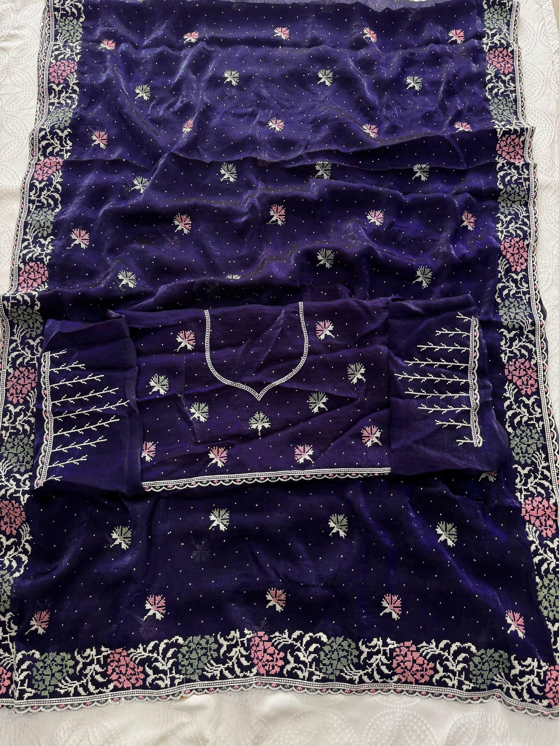 Teeya Creation New Womens Latest Party Wear Soft Chiffon Silk Saree-Purple | Grocsy