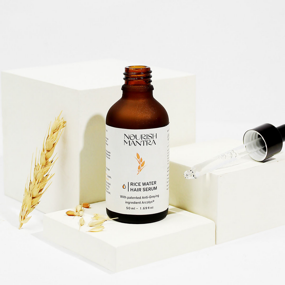 Nourish Mantra Anti-Greying Hair Serum With Rice Water & Arcolys to Stop Premature Hair Greying | Grocsy