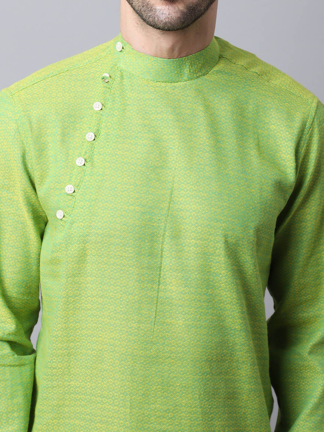 Even Apparels Green Pure Cotton Men's Kurta With Side Placket (SLD1193) | Grocsy