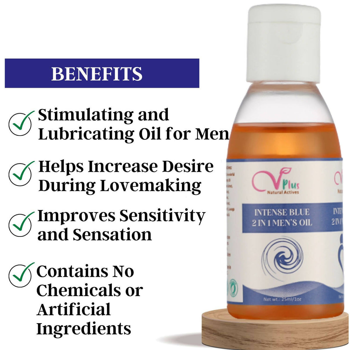 Vigini Plus Natural Actives Intense Blue Men's Stamina Booster Lubricant Delay Oil | Grocsy