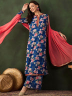 Sangria Printed Kurta, Palazzo With Dupatta | Grocsy