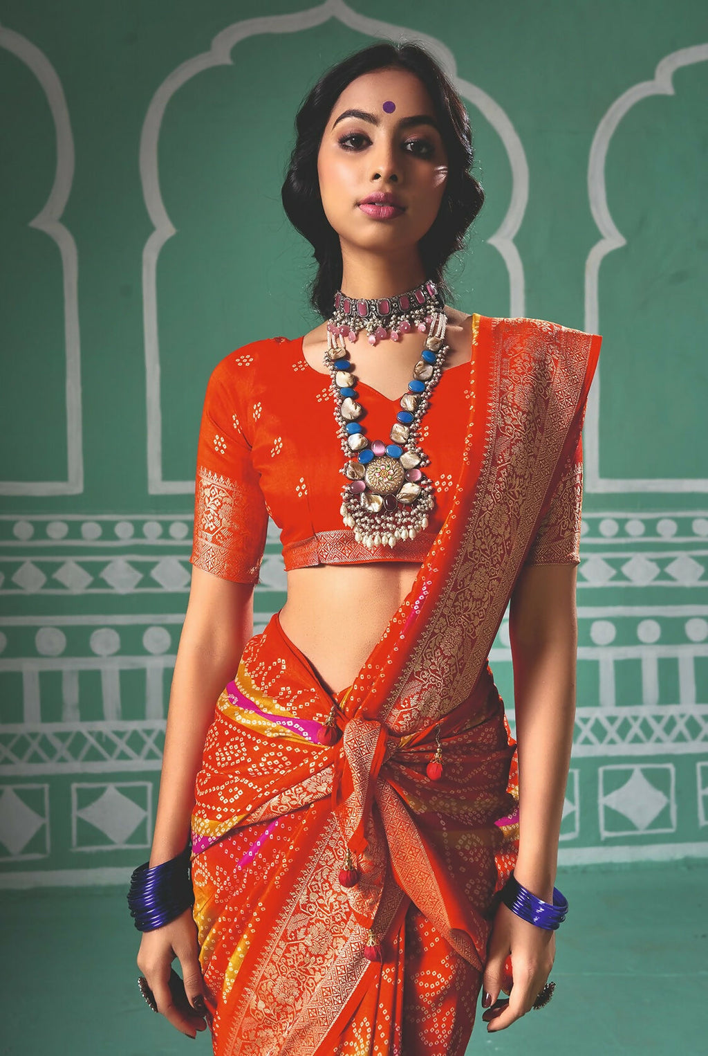 Joban Fashion Vicitra Silk Multi Color Soft Fabric With Digital Print Saree | Grocsy
