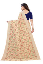 Vamika Cream Linen Jari Border Saree (CHARVI CREAM) | Grocsy