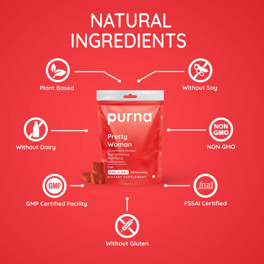 Purna Gummies Glutathione Cola Flavour Gummies for Skin Brightening | Grocsy