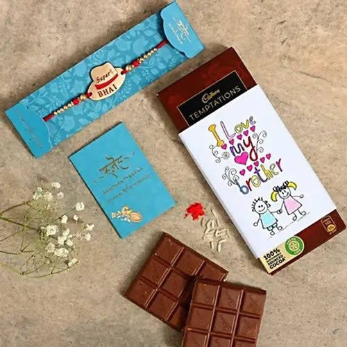 Super Bhai Rakhi & I Love My Bro Chocolate Sleeve | Grocsy