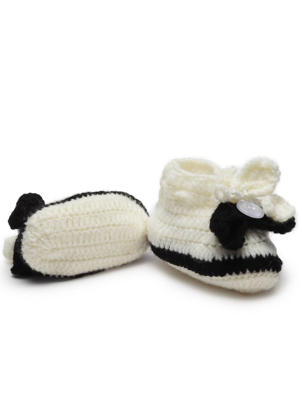 Chutput Kids Woollen Hand Knitted Self Desgin Booties - Cream | Grocsy
