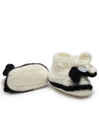 Chutput Kids Woollen Hand Knitted Self Desgin Booties - Cream | Grocsy