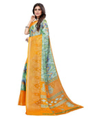 Vamika Green Chiffon Brasso Bollywood Style Woven Saree (KARUNA YELLOW) | Grocsy
