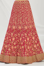 Red Velvet Semi-Stitched Wedding Bridal Lehenga - Nimaya | Grocsy
