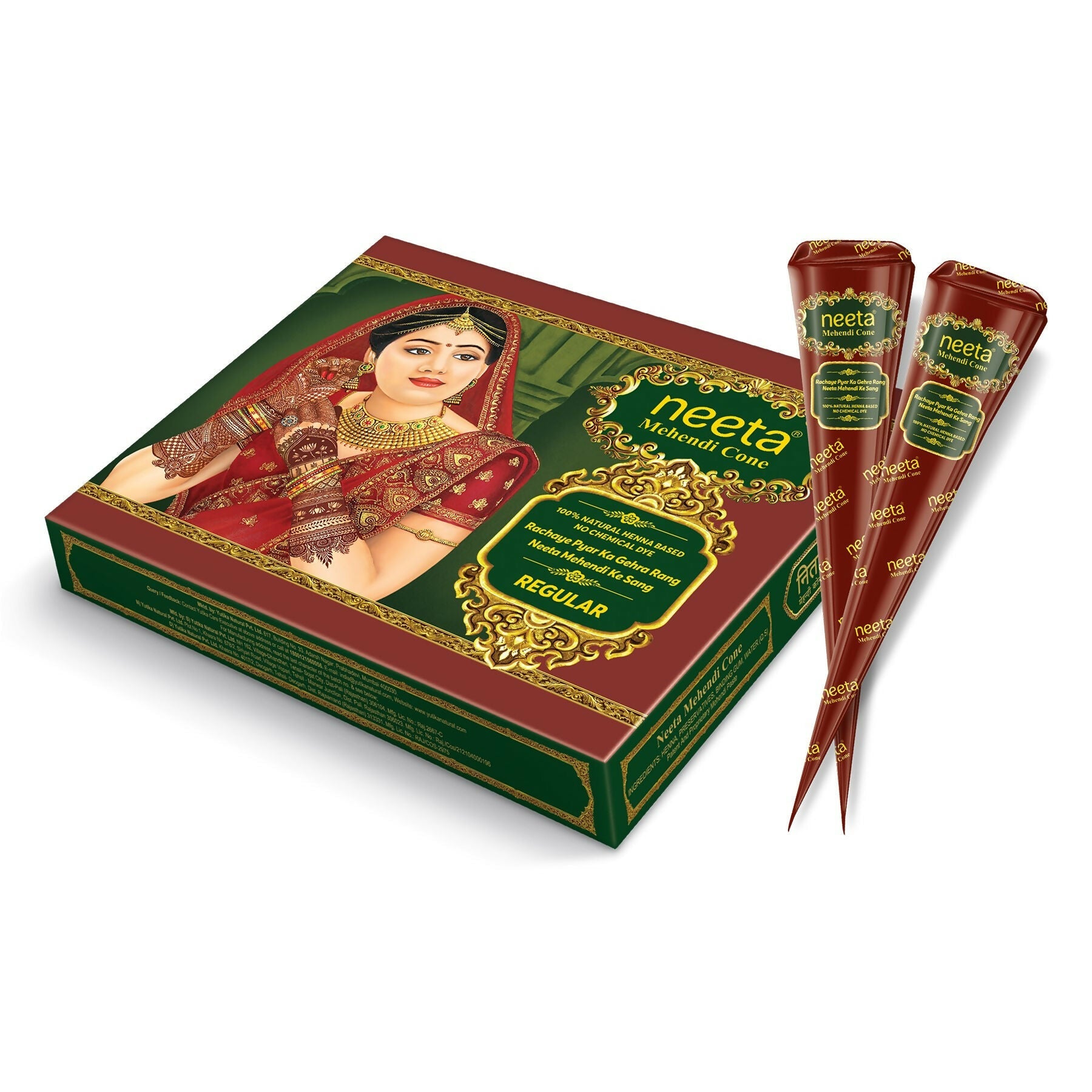 Neeta Mehendi Cone For Hand Design – 12 Henna Cones Reddish Brown | Grocsy