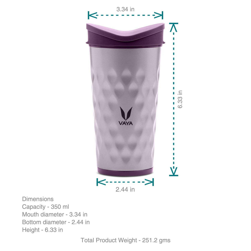 Vaya Drynk Stainless Steel Tumbler with Spill-Proof PediaSafe Lid - 350ml (Purple) | Grocsy