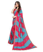 Vamika Pink Georgette Printed With Lace Saree (MANYA PINK SKY BLUE) | Grocsy