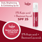 Bake Kojic Acid Beetroot Lip Kit With Lip Balm SPF 25 & Lip Scrub For Dark & Pigmented Lips | Grocsy