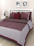Vamika Printed Cotton White & Red Bedsheet With Pillow Covers (LEOC_CHUN_MR) | Grocsy
