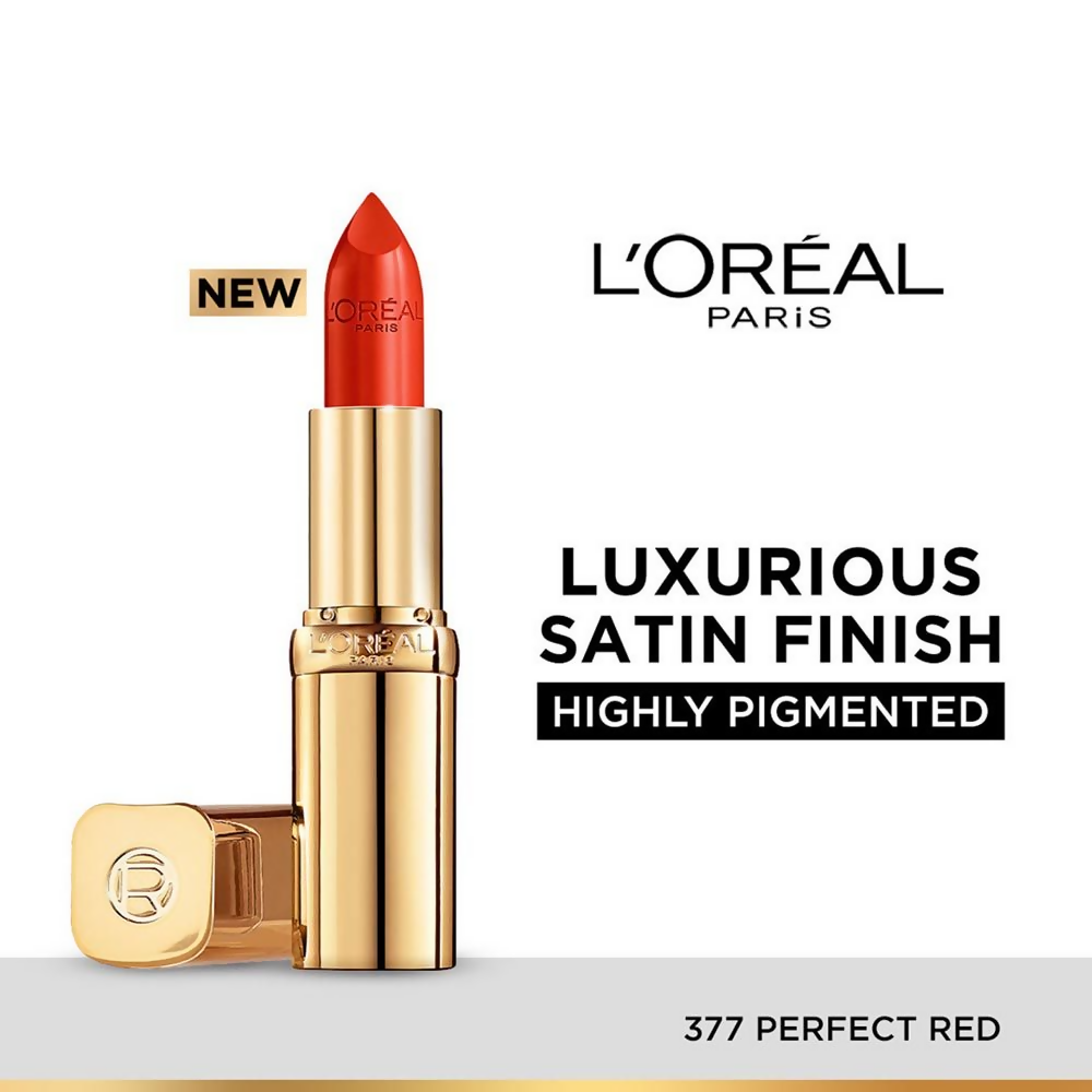 L'Oreal Paris Color Riche Satin Lipstick - 377 Perfect Red | Grocsy