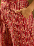 Joban Fashion Printed Red Pure Cotton Kurta Set | Grocsy