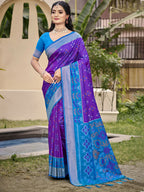 Shree Shyam Fashion Pochampalli Silk Violet Saree | Grocsy