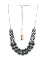Green Stone Kundan Neckpiece with Grey Stones (Grey) - Ruby Raang | Grocsy