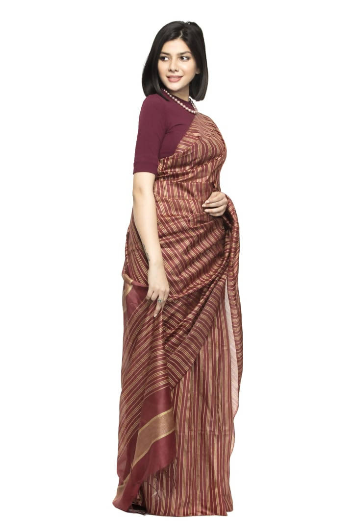 Mominos Fashion Maroon Color Bhagalpuri Saree | Grocsy