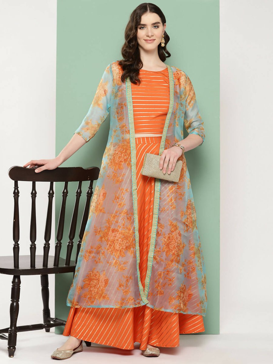 Ahalyaa Women's Traditional Wear Co-ods - Orange | Grocsy