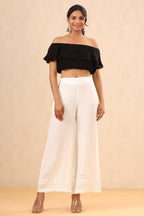 Juniper Women White Rayon Solid Straight Palazzo | Grocsy