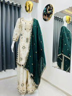 Teeya Creation Green Color Chinon Silk Party Wear Trending Palazzo Set | Grocsy