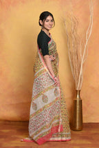 Very Much Indian Pure Kota Cotton Handblock Printed Saree - Yellow | Grocsy