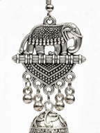 NVR Women Elephant Design German Silver Oxidised Jhumka Earrings | Grocsy