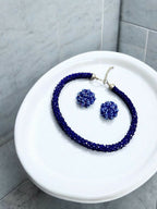 Inhanns Noor-E-Jalwa – Handmade Crystal Bead Necklace / Necklace With Earrings -Adjustable - Blue | Grocsy