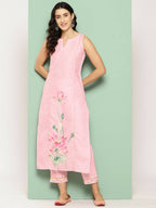 Ahalyaa Women's Traditional wear Kurta Set - Pink | Grocsy