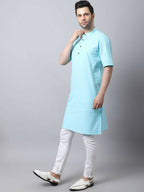 Even Apparels Black Pure Cotton Men's Kurta With Band Collar | Grocsy