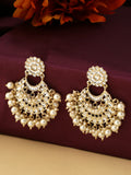 NVR Women Gold-Polished Studded Kundan Chandbali Earrings | Grocsy