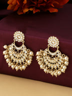 NVR Women Gold-Polished Studded Kundan Chandbali Earrings | Grocsy