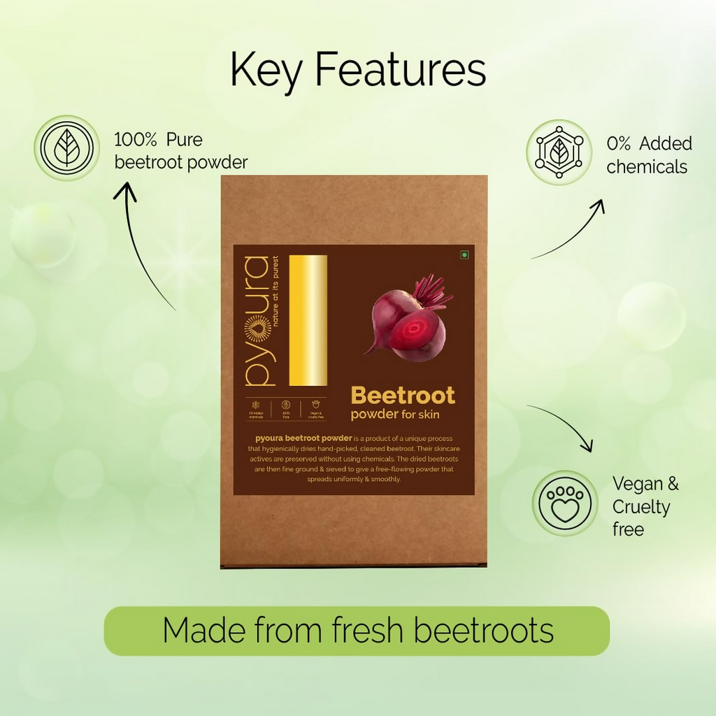 Pyoura Beetroot Powder For Clear Glowing & Rosy Skin Face Pack | Grocsy