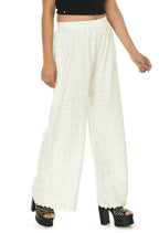 Mominos Fashion Moeza Reyon Cotton White Color Chikan Work Palazzo | Grocsy
