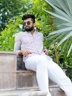 Miravan Men's Regular Fit Multi Stripe Cotton Button Down Full Sleeve Slim Fit Shirt | Grocsy