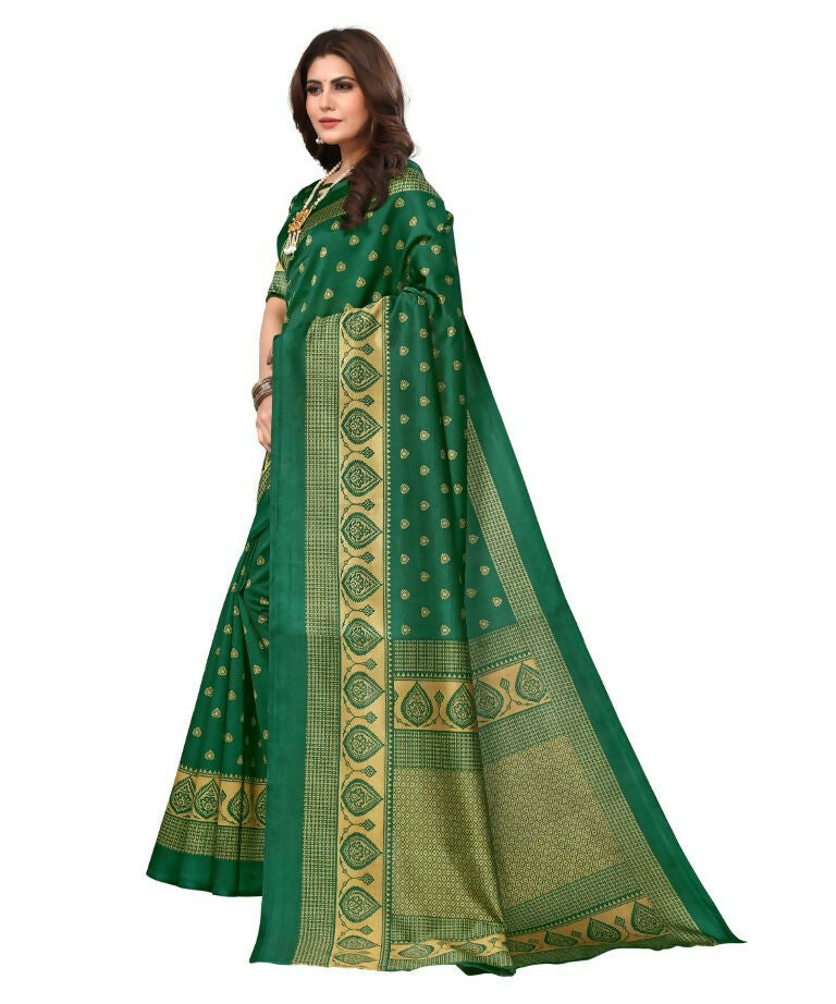 Vamika Green Printed Art Silk Saree | Grocsy