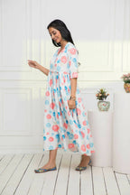 Myshka Women Multi - Floral Rayon A-Line V-Neck Dress | Grocsy