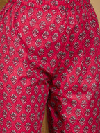 Joban Fashion Printed Pink Pure Cotton Kurta Set | Grocsy