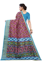 Vamika Purple and Blue Linen Jari Border Saree Online At Low Price | Grocsy