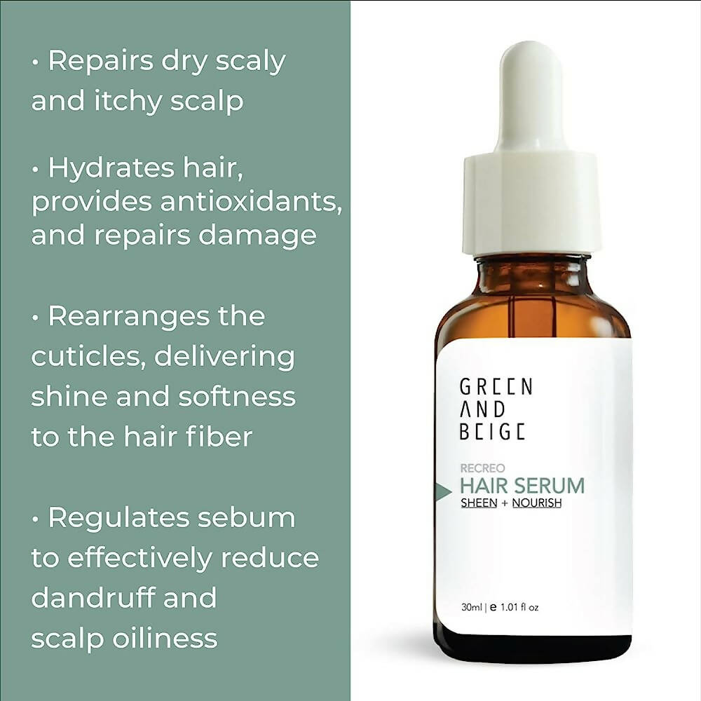 Green And Beige Recreo Sheen + Nourish Hair Serum | Grocsy